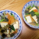 小松菜と厚揚げと早煮昆布の味醂醤油煮